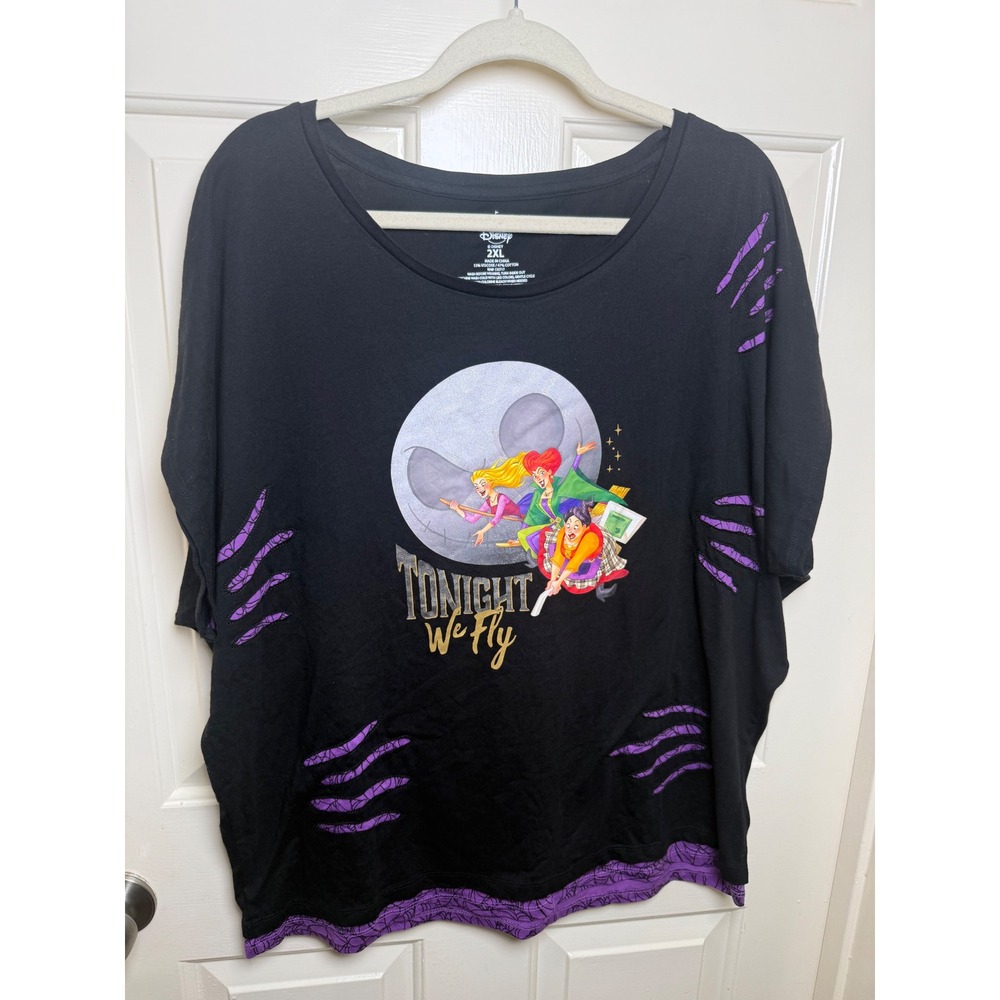 Disney Hocus Pocus Tonight We Fly Jack Skellington Moon Tee Black 2XL NWT